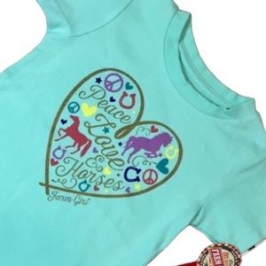 Farm Girl 12 Month Mint Green Peace Love & Horses Short Sleeve Crewneck Tee